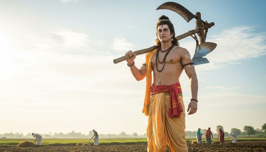 Balram bhagwan is standing in a field.