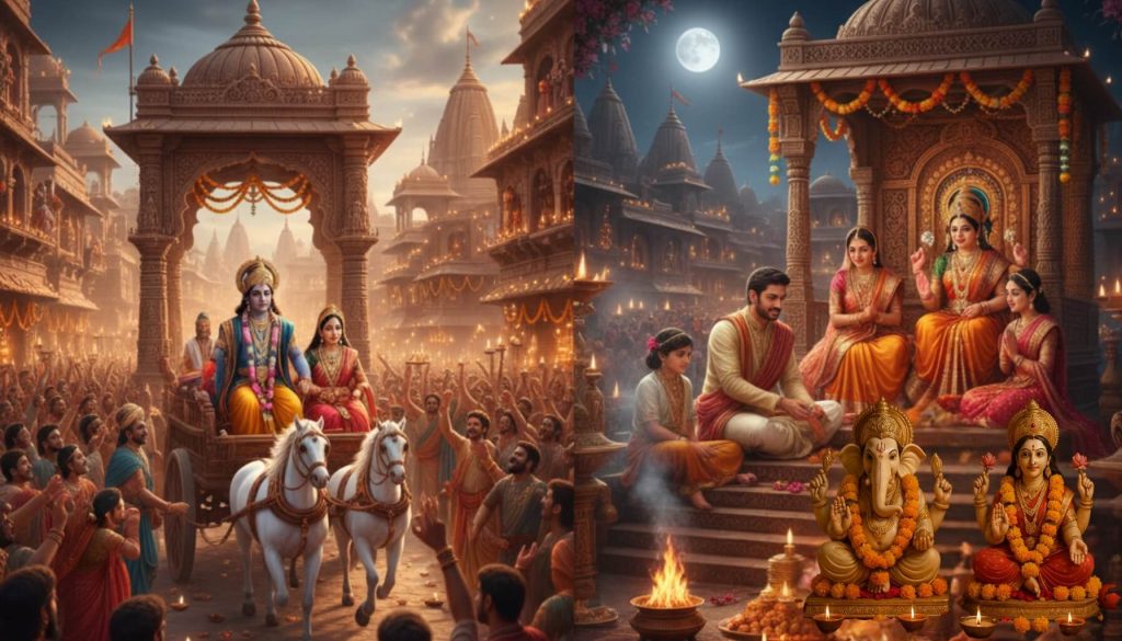 अयोध्या में राम का आगमन और गणेश-लक्ष्मी पूजन