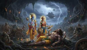 Bhagwan Shri Krishna aur Satyabhama ke dwara Narkasur ka vadh